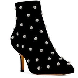Stuart Weitzman Carine Crystal Black Suede 3” Ankle Booties